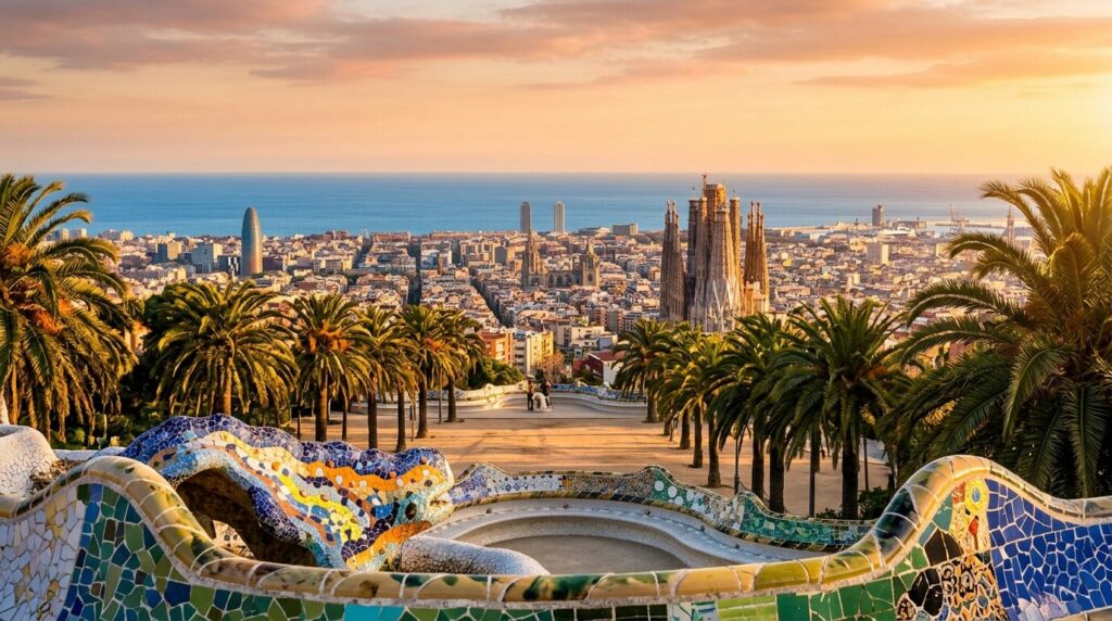 Paysage de Barcelone vu du parc Guell