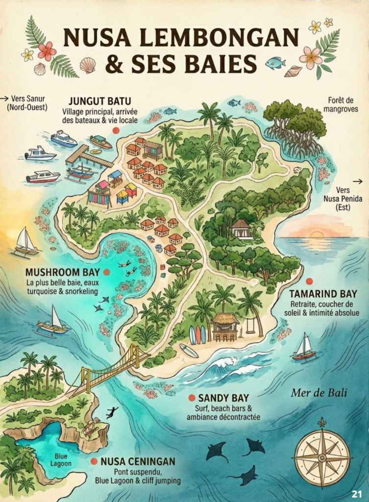 La carte de Nusa Lembongan