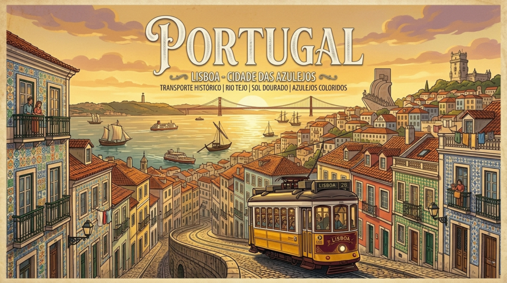 Rues colorées et tramway de Lisbonne au Portugal